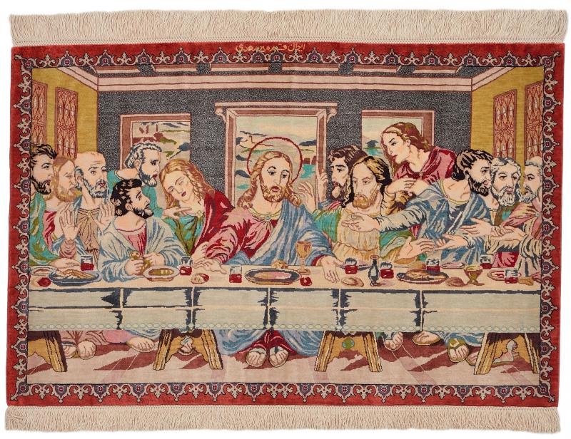 Perzisch tapijt Qum Zijde 1'10"x2'11" 1'10"x2'11", Perzisch tapijt Handgeknoopte