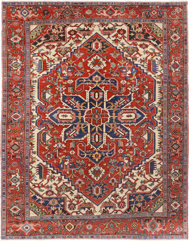 Perzisch tapijt Heriz Antiek Serapi 1880 12'10"x10'4" 12'10"x10'4", Perzisch tapijt Handgeknoopte