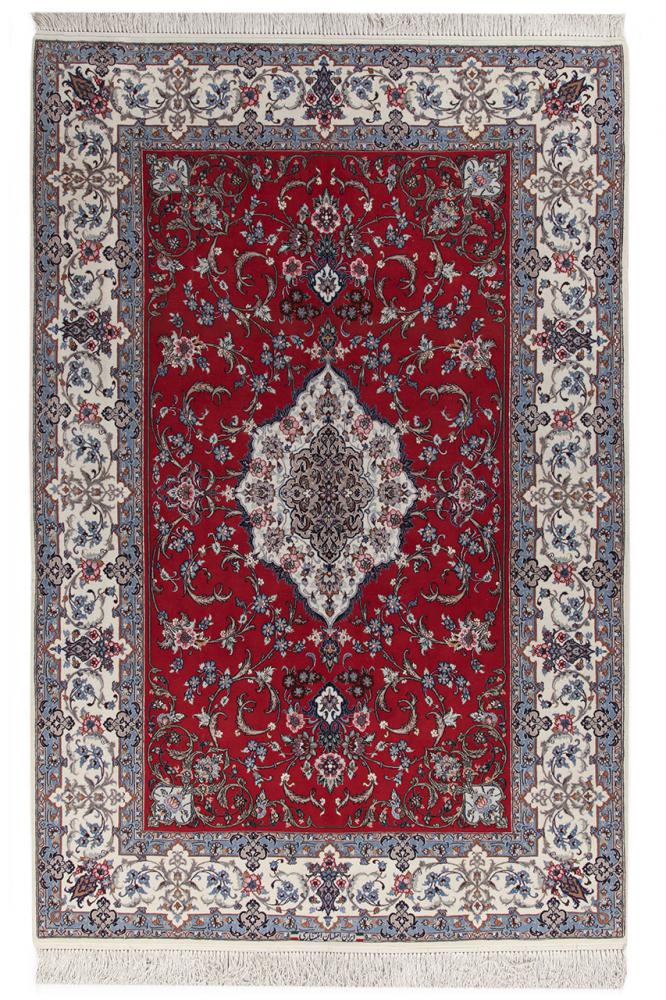 Persian Rug Isfahan Silk Warp 7'7"x5'1" 7'7"x5'1", Persian Rug Knotted by hand