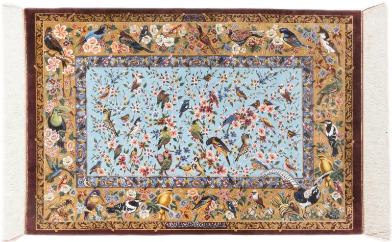 Persian Rug Qum Silk Sadeghzade 127x85 127x85, Persian Rug Knotted by hand