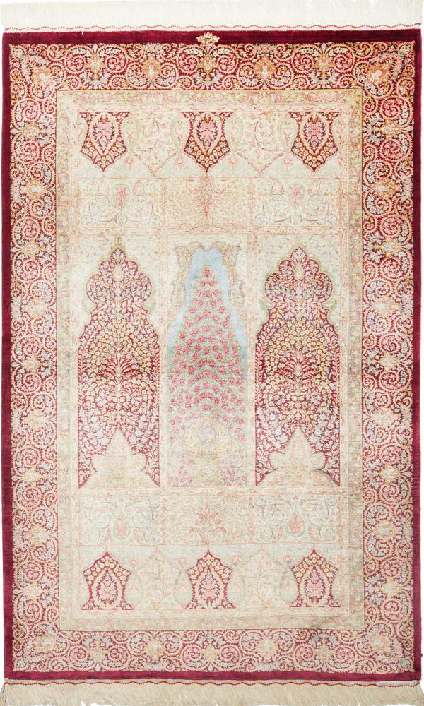 Perzisch tapijt Qum Zijde 5'1"x3'4" 5'1"x3'4", Perzisch tapijt Handgeknoopte