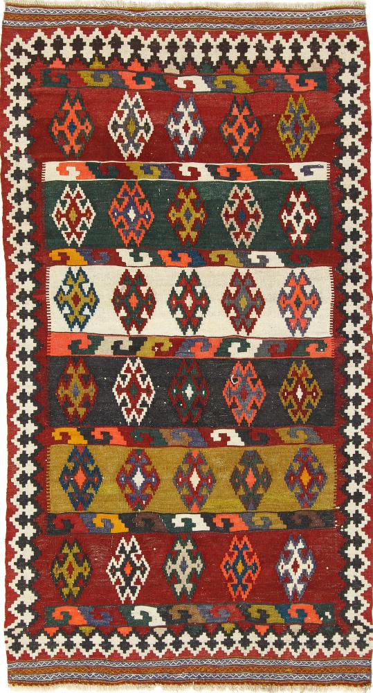 Tapis persan Kilim Fars Azerbaijan Antique 185x100 185x100, Tapis persan Tissé à la main