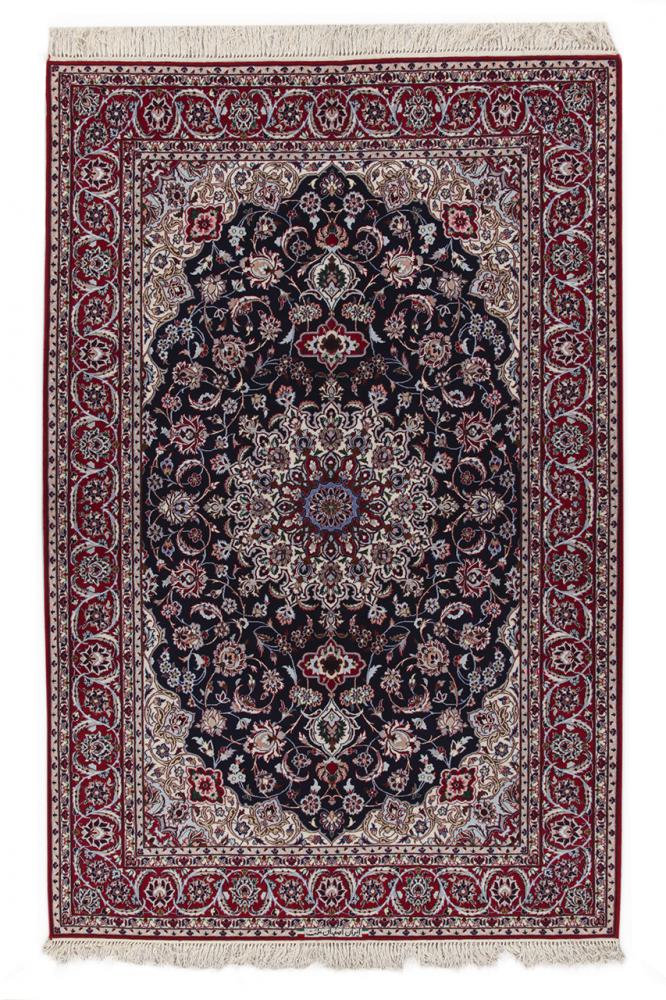 Persian Rug Isfahan Silk Warp 7'8"x5'0" 7'8"x5'0", Persian Rug Knotted by hand