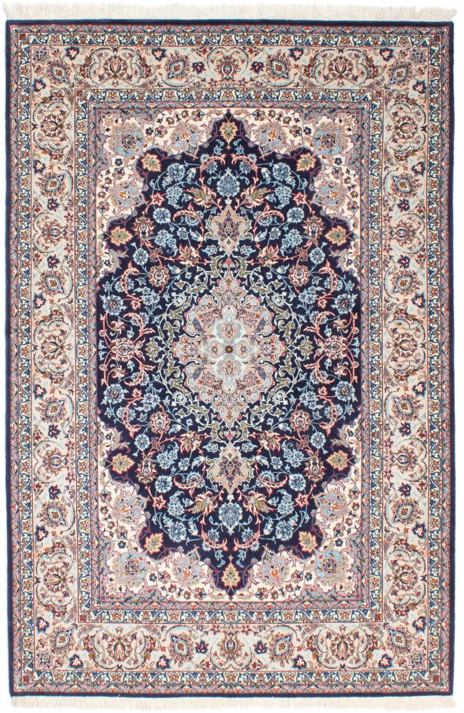 Persian Rug Isfahan Silk Warp 7'5"x4'11" 7'5"x4'11", Persian Rug Knotted by hand