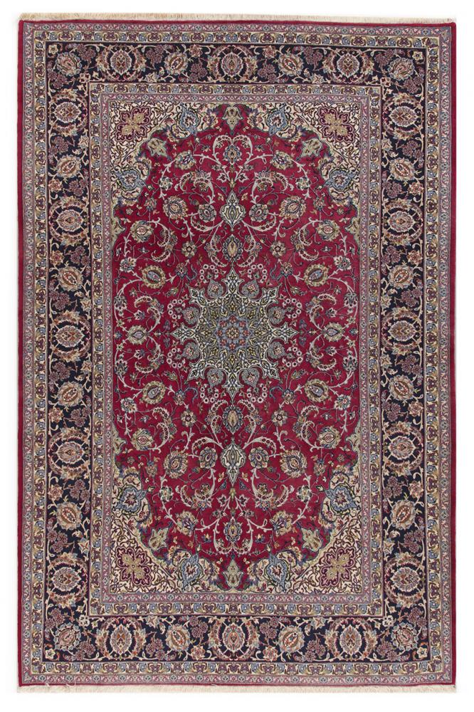 Persian Rug Isfahan Silk Warp 8'4"x5'3" 8'4"x5'3", Persian Rug Knotted by hand