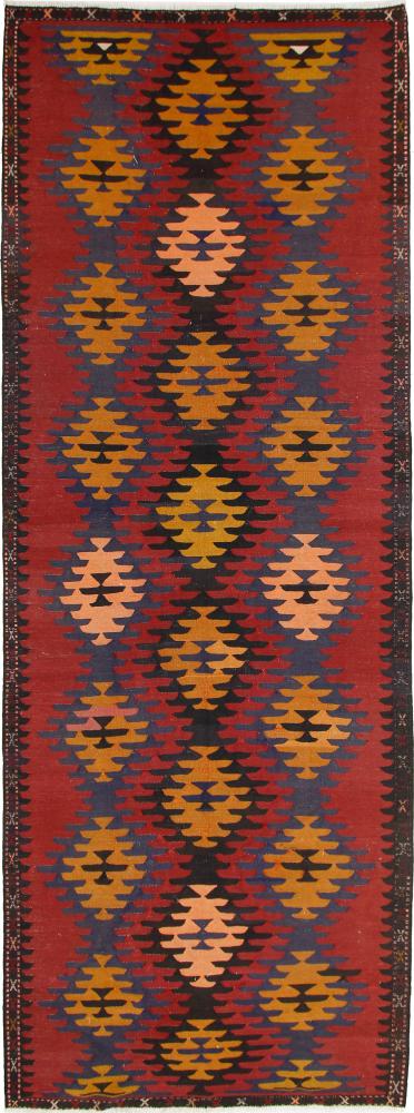 Persisk tæppe Kelim Fars Azerbaijan Antikke 446x162 446x162, Persisk tæppe Håndvævet