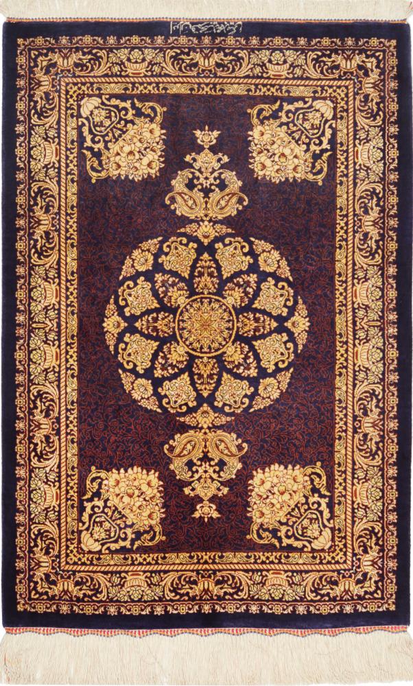 Perzisch tapijt Qum Zijde 91x62 91x62, Perzisch tapijt Handgeknoopte