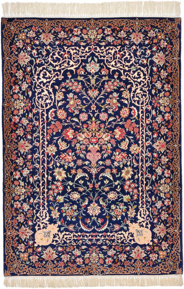 Tapis persan Ispahan Chaîne de Soie 5'2"x3'6" 5'2"x3'6", Tapis persan Noué à la main