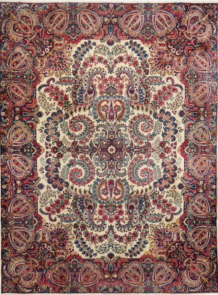 Persian Rug Kerman Lawar Antique 11'10"x8'10" 11'10"x8'10", Persian Rug Knotted by hand