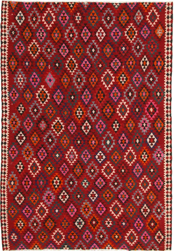 Persian Rug Kilim Fars Azerbaijan Antique 9'10"x6'9" 9'10"x6'9", Persian Rug Woven by hand