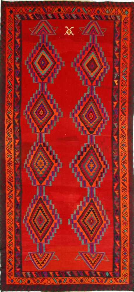Persisk tæppe Kelim Fars Azerbaijan Antikke 413x187 413x187, Persisk tæppe Håndvævet