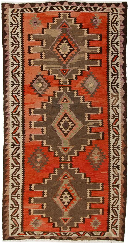 Tapis persan Kilim Fars Azerbaijan Antique 278x144 278x144, Tapis persan Tissé à la main