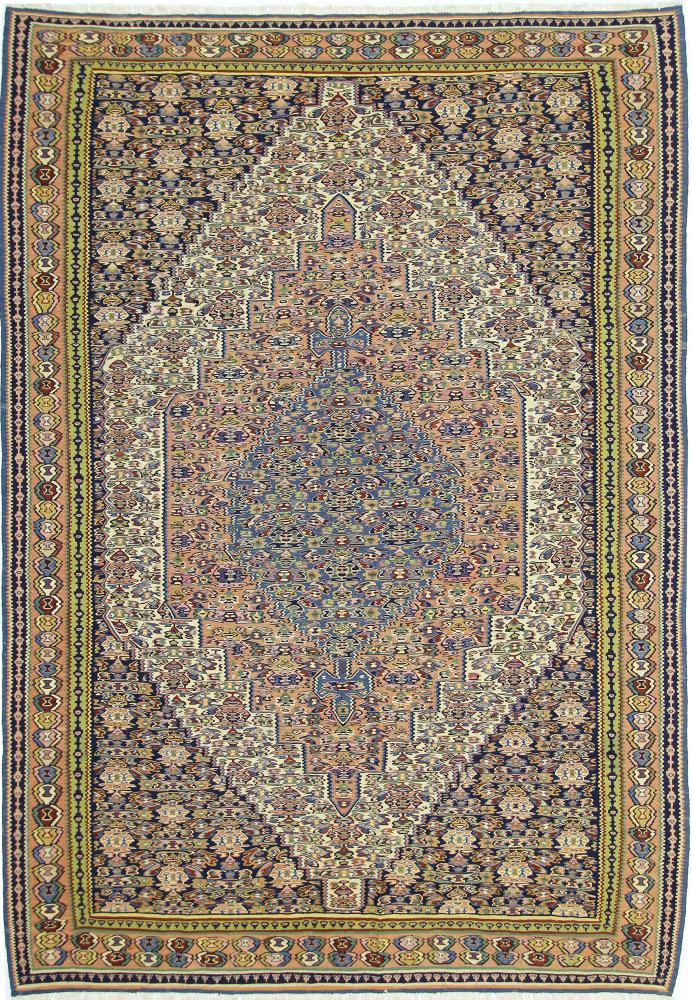 Persian Rug Kilim Senneh 9'9"x6'9" 9'9"x6'9", Persian Rug Knotted by hand