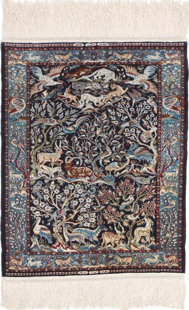  Hereke Silk 64x49 64x49, Persian Rug Knotted by hand