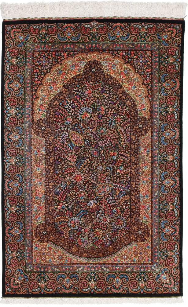 Persian Rug Qum Silk 5'1"x3'4" 5'1"x3'4", Persian Rug Knotted by hand