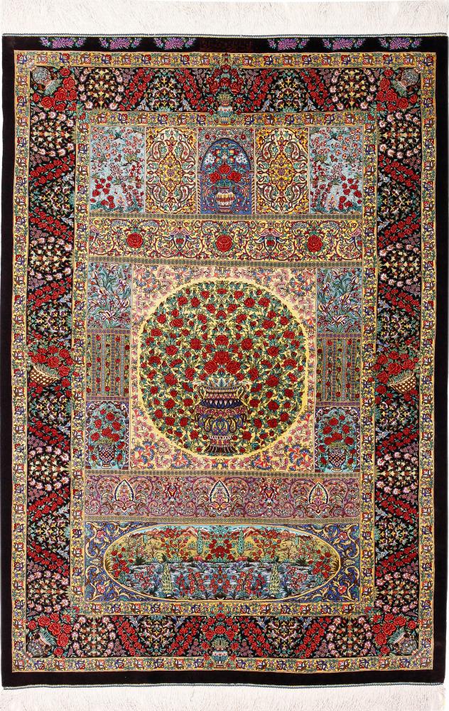 Persisk tæppe Ghom Silke Mirzai 151x101 151x101, Persisk tæppe Knyttet i hånden