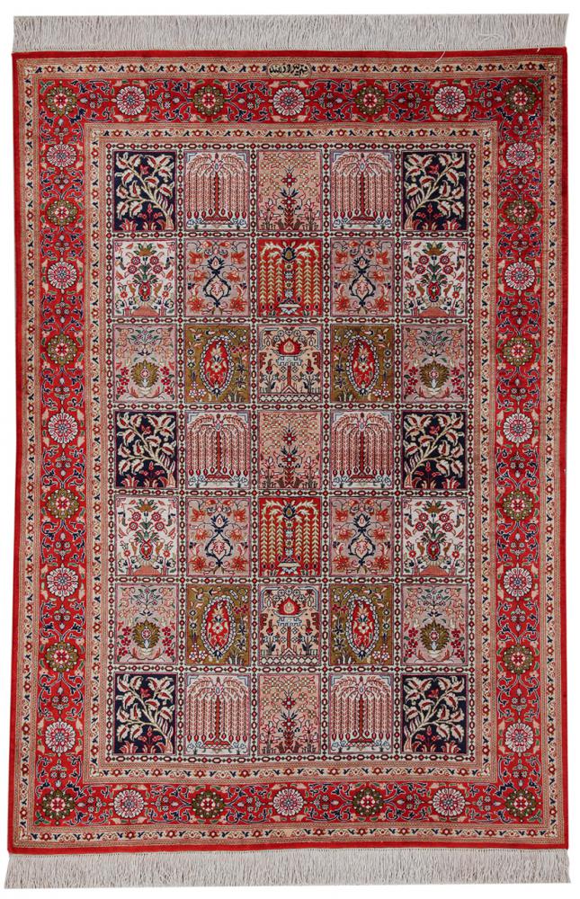 Persian Rug Qum Silk 4'9"x3'4" 4'9"x3'4", Persian Rug Knotted by hand