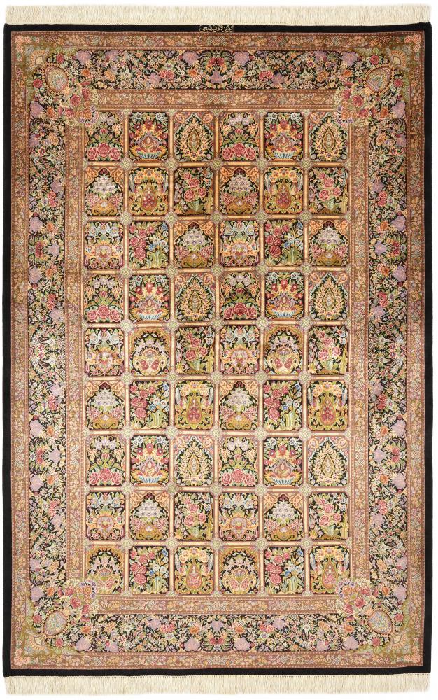 Persian Rug Qum Silk 6'6"x4'4" 6'6"x4'4", Persian Rug Knotted by hand