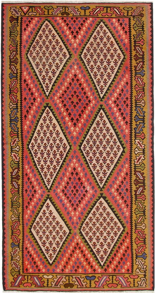 Persisk tæppe Kelim Fars Azerbaijan Antikke 284x151 284x151, Persisk tæppe Knyttet i hånden