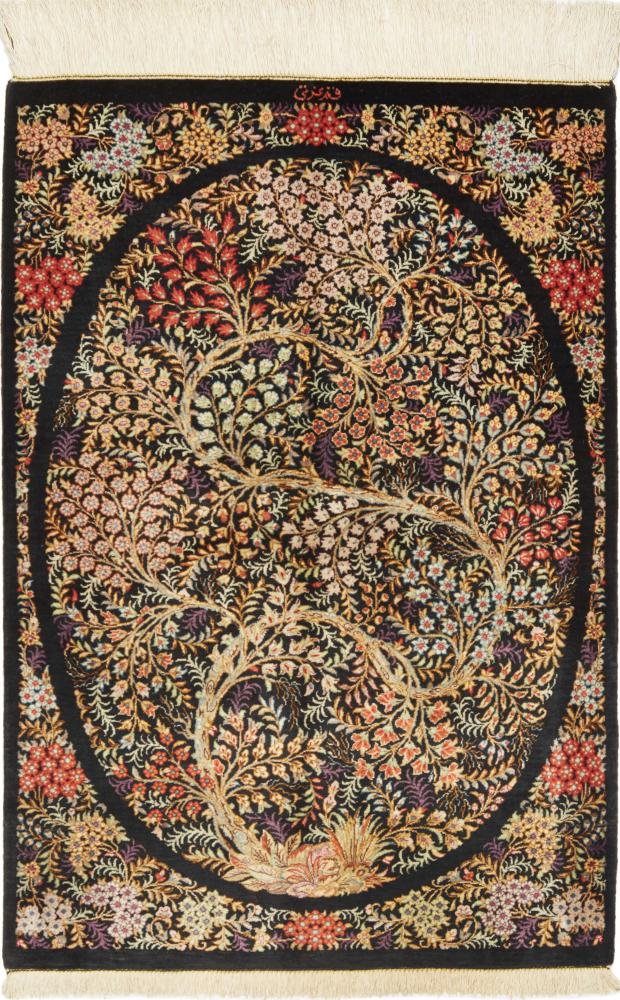 Persialainen matto Ghom Silkki 87x61 87x61, Persialainen matto Solmittu käsin