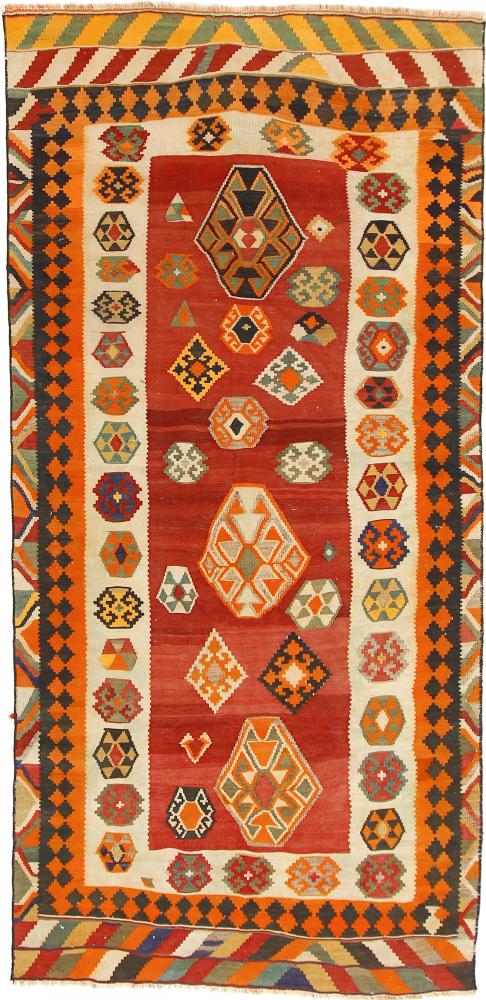 Perzisch tapijt Kilim Fars Azerbeidzjan Antiek 275x134 275x134, Perzisch tapijt Handgeweven