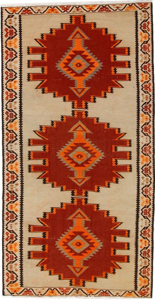 Persian Rug Kilim Fars Azerbaijan Antique 9'5"x4'11" 9'5"x4'11", Persian Rug Woven by hand
