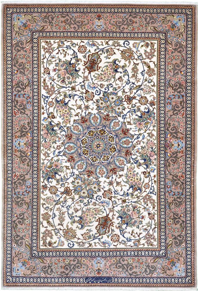 Persian Rug Isfahan Silk Warp 6'7"x4'3" 6'7"x4'3", Persian Rug Knotted by hand