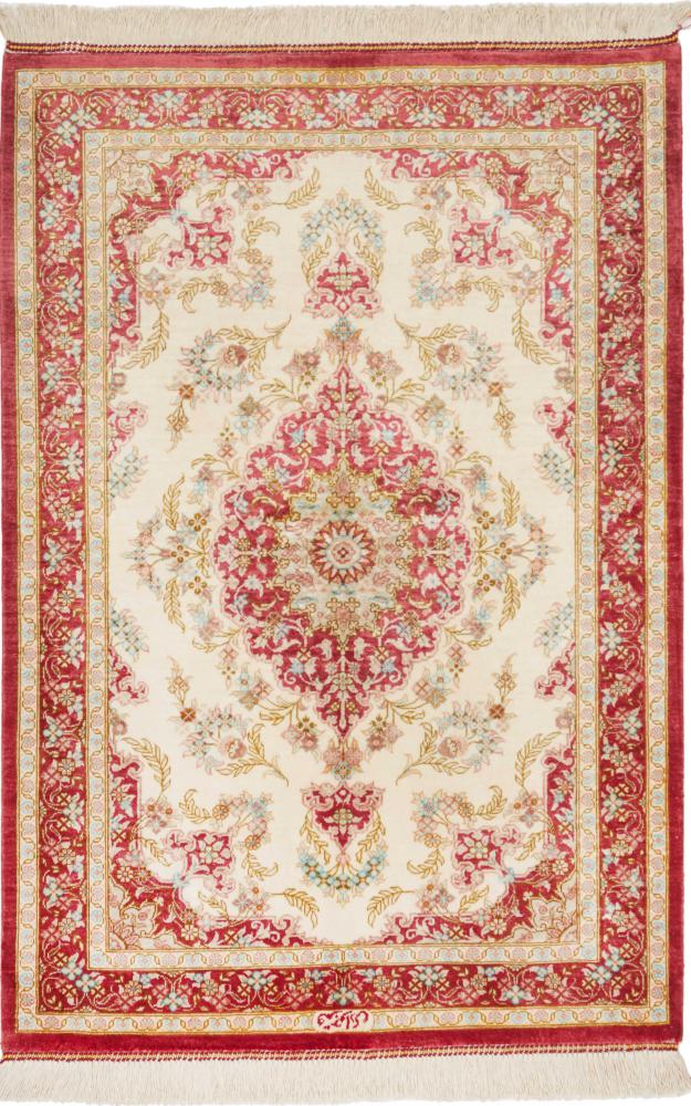 Perzisch tapijt Qum Zijde 88x61 88x61, Perzisch tapijt Handgeknoopte