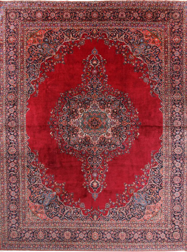  ペルシャ絨毯 カシャン アンティーク 13'8"x10'9" 13'8"x10'9",  ペルシャ絨毯 手織り