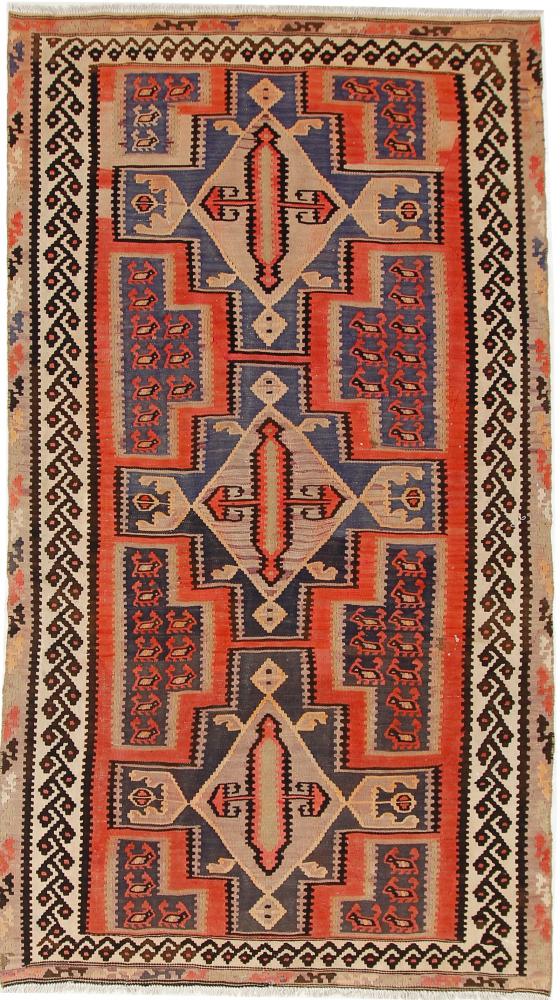 Persian Rug Kilim Fars Azerbaijan Antique 8'4"x4'7" 8'4"x4'7", Persian Rug Woven by hand