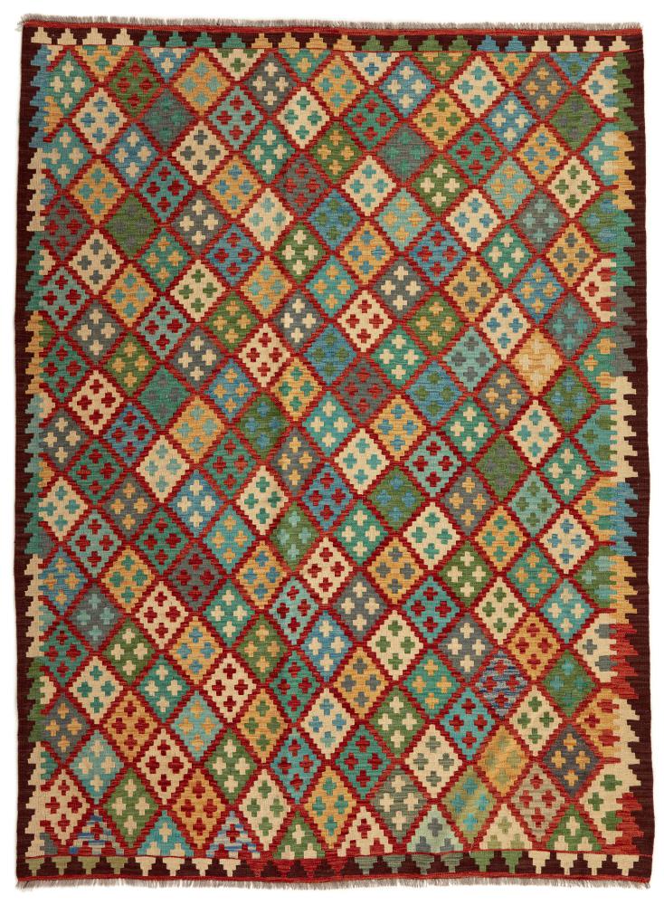 アフガンカーペット キリム アフガン 8'0"x6'0" 8'0"x6'0",  ペルシャ絨毯 手織り