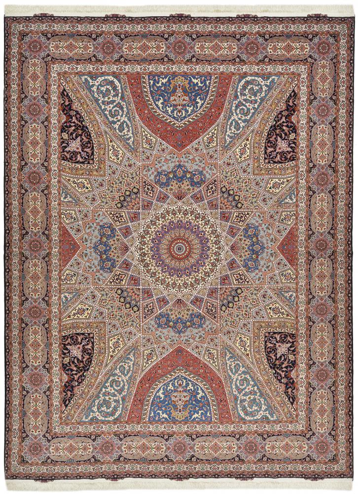 Persian Rug Tabriz 50Raj 12'10"x9'11" 12'10"x9'11", Persian Rug Knotted by hand