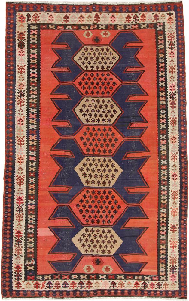  ペルシャ絨毯 キリム Fars Azerbaijan アンティーク 9'10"x6'0" 9'10"x6'0",  ペルシャ絨毯 手織り