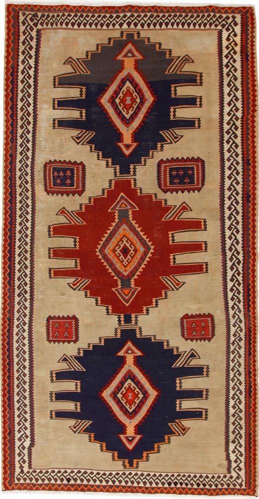 Persian Rug Kilim Fars Azerbaijan Antique 9'7"x4'11" 9'7"x4'11", Persian Rug Woven by hand
