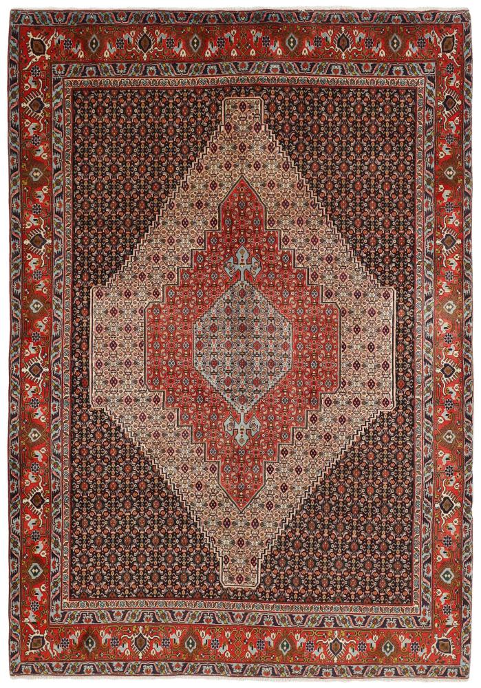  ペルシャ絨毯 センネ 9'8"x6'9" 9'8"x6'9",  ペルシャ絨毯 手織り
