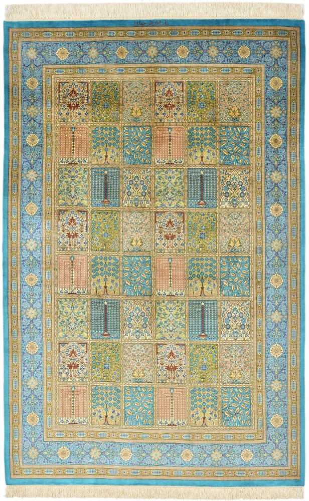 Persialainen matto Ghom Silkki 202x134 202x134, Persialainen matto Solmittu käsin