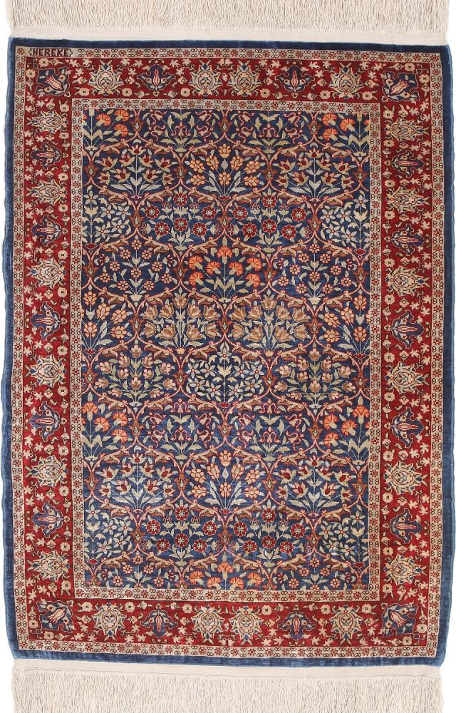  Hereke Soie 89x61 89x61, Tapis persan Noué à la main