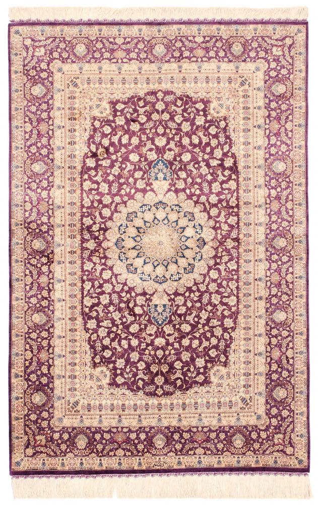 ペルシャ絨毯 クム シルク 148x100 148x100,  ペルシャ絨毯 手織り