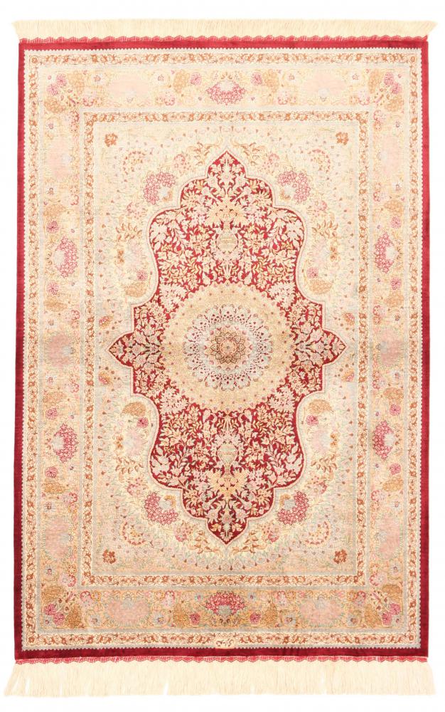 Tapis persan Ghom Soie 147x100 147x100, Tapis persan Noué à la main