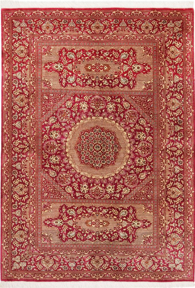 Perzisch tapijt Qum Zijde 144x103 144x103, Perzisch tapijt Handgeknoopte
