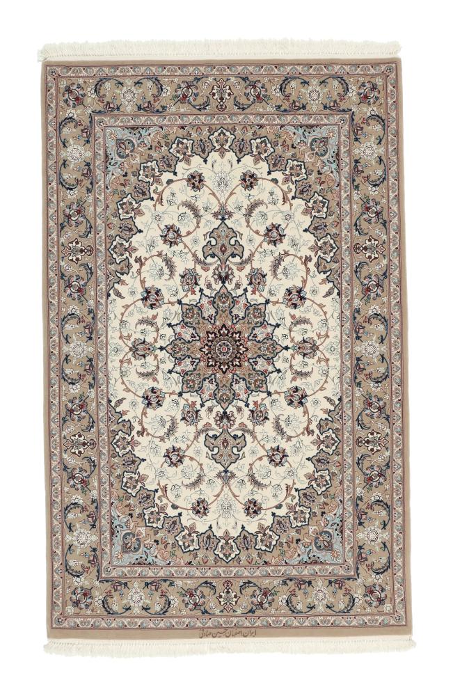 Tappeto persiano Isfahan Ordito in Seta 5'7"x3'6" 5'7"x3'6", Tappeto persiano Annodato a mano