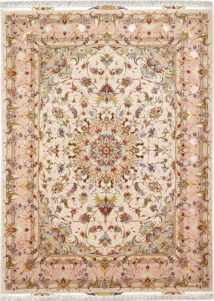  ペルシャ絨毯 タブリーズ 50Raj 絹の縦糸 202x151 202x151,  ペルシャ絨毯 手織り