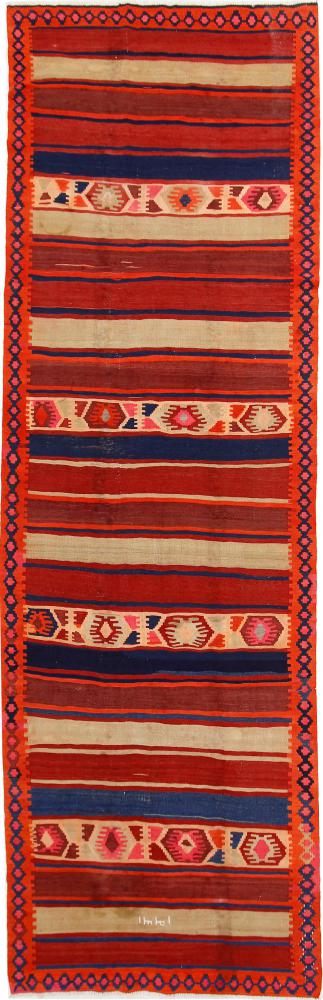 Tappeto persiano Kilim Fars Azerbaijan Antico 439x138 439x138, Tappeto persiano Tessuto a mano