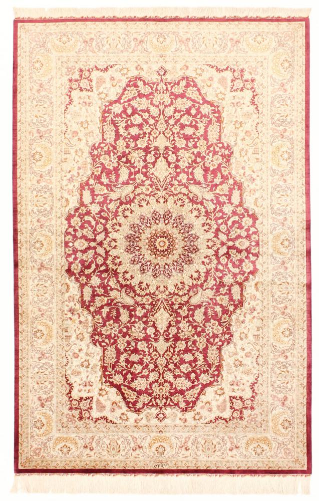 Persian Rug Qum Silk 6'7"x4'4" 6'7"x4'4", Persian Rug Knotted by hand