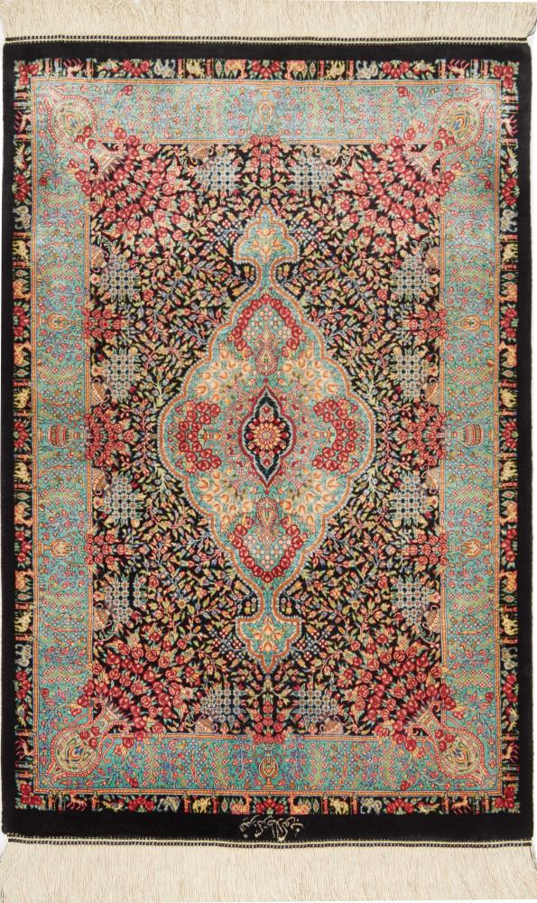 Tapis persan Ghom Soie 94x64 94x64, Tapis persan Noué à la main