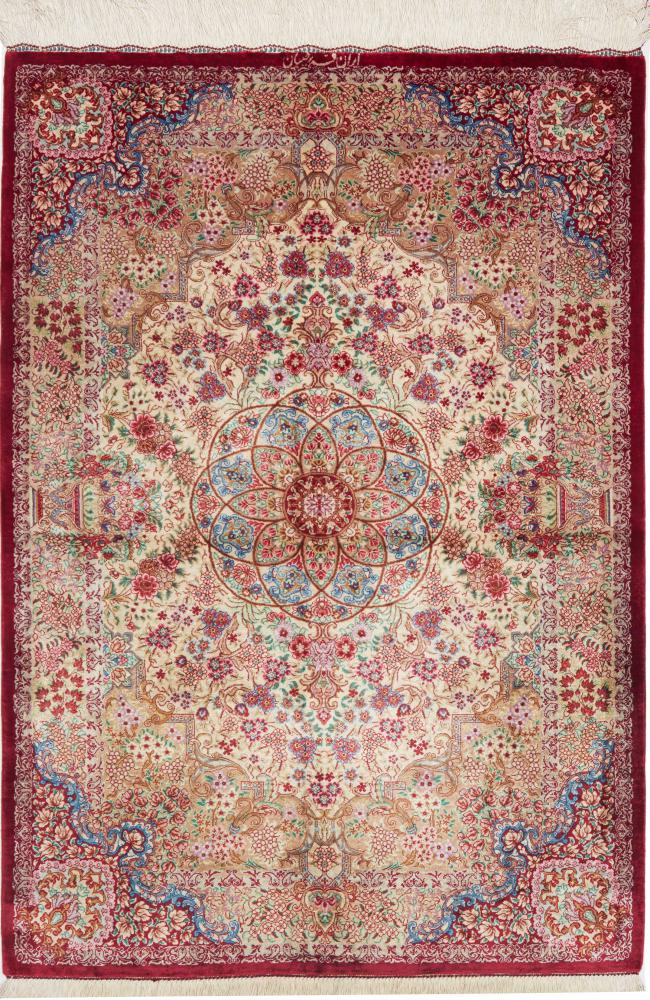 Perzisch tapijt Qum Zijde 3'10"x2'7" 3'10"x2'7", Perzisch tapijt Handgeknoopte