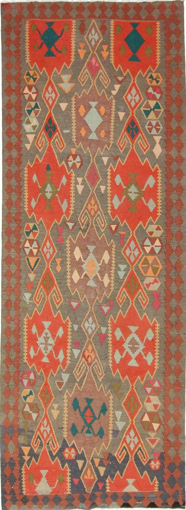 Persisk tæppe Kelim Fars Azerbaijan Antikke 408x147 408x147, Persisk tæppe Håndvævet