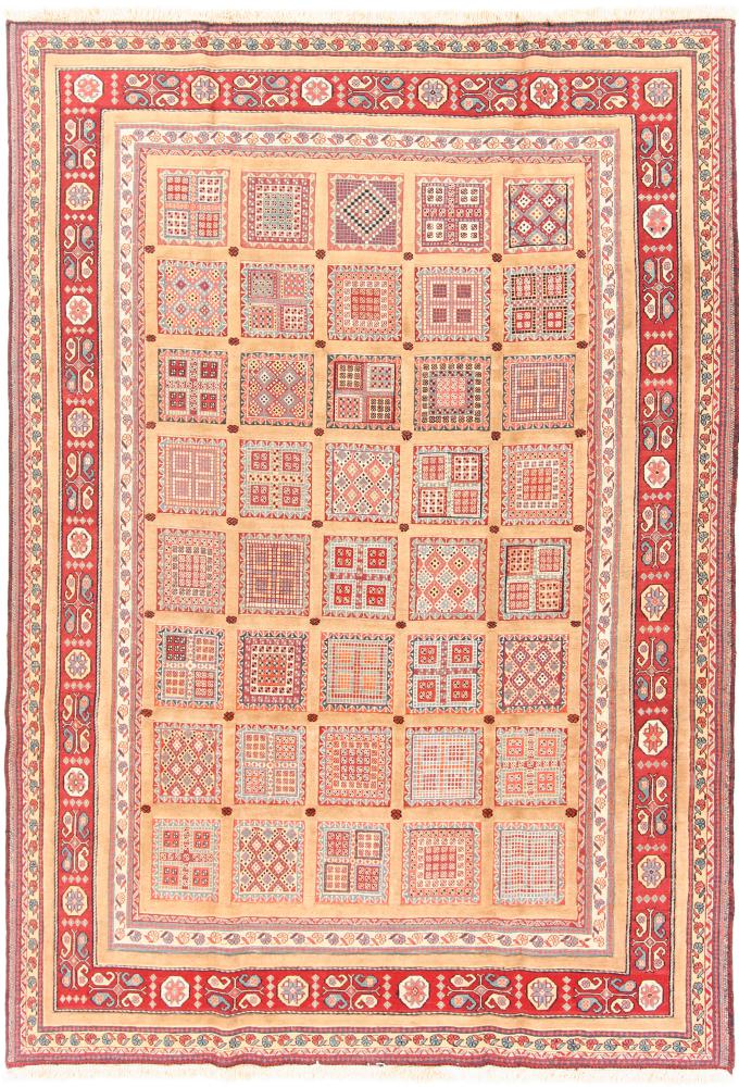  ペルシャ絨毯 キリム Soozani Nimbaft 9'7"x6'6" 9'7"x6'6",  ペルシャ絨毯 手織り