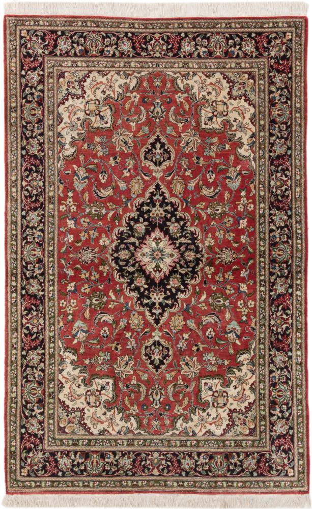 Persian Rug Qum Silk Warp 5'3"x3'5" 5'3"x3'5", Persian Rug Knotted by hand