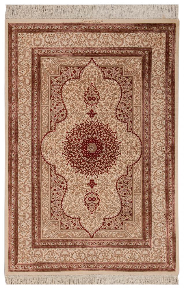 Persialainen matto Ghom Silkki 148x99 148x99, Persialainen matto Solmittu käsin